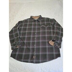 Legendary Whitetails The Original Buck Camp flannel Shirt  Green w/white XL